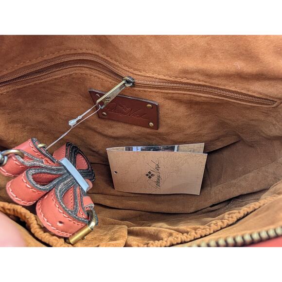 Patricia Nash Burnt Coral Oliena Braided Stitch Leather Satchel NWOT - Picture 4 of 9